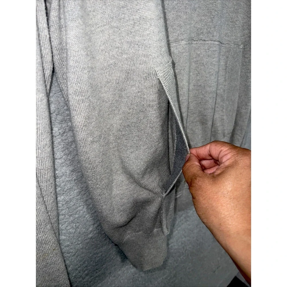 Banana Republic Hood Henley Mens XL Gray Pima Wool Blend Kangaroo Pocket Sweater